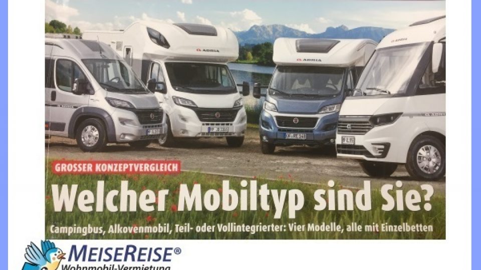 MeiseReise Wohnmobil Typen Auswahl